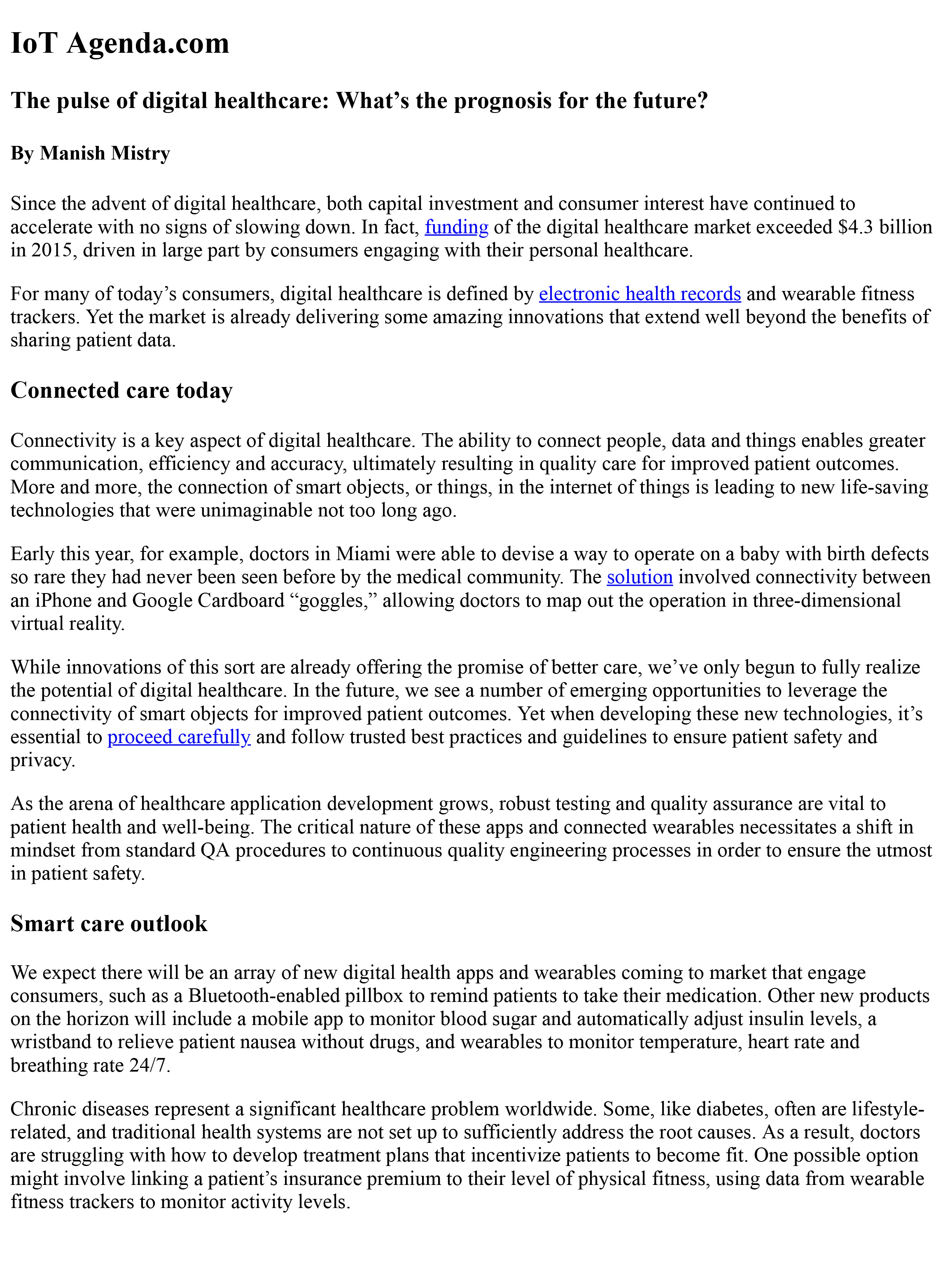 Digital Healthcare Byline Article